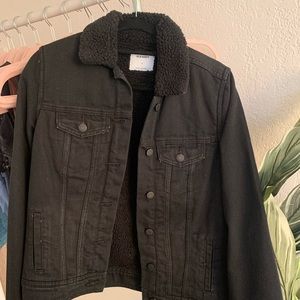 Black sherpa lined jean jacket